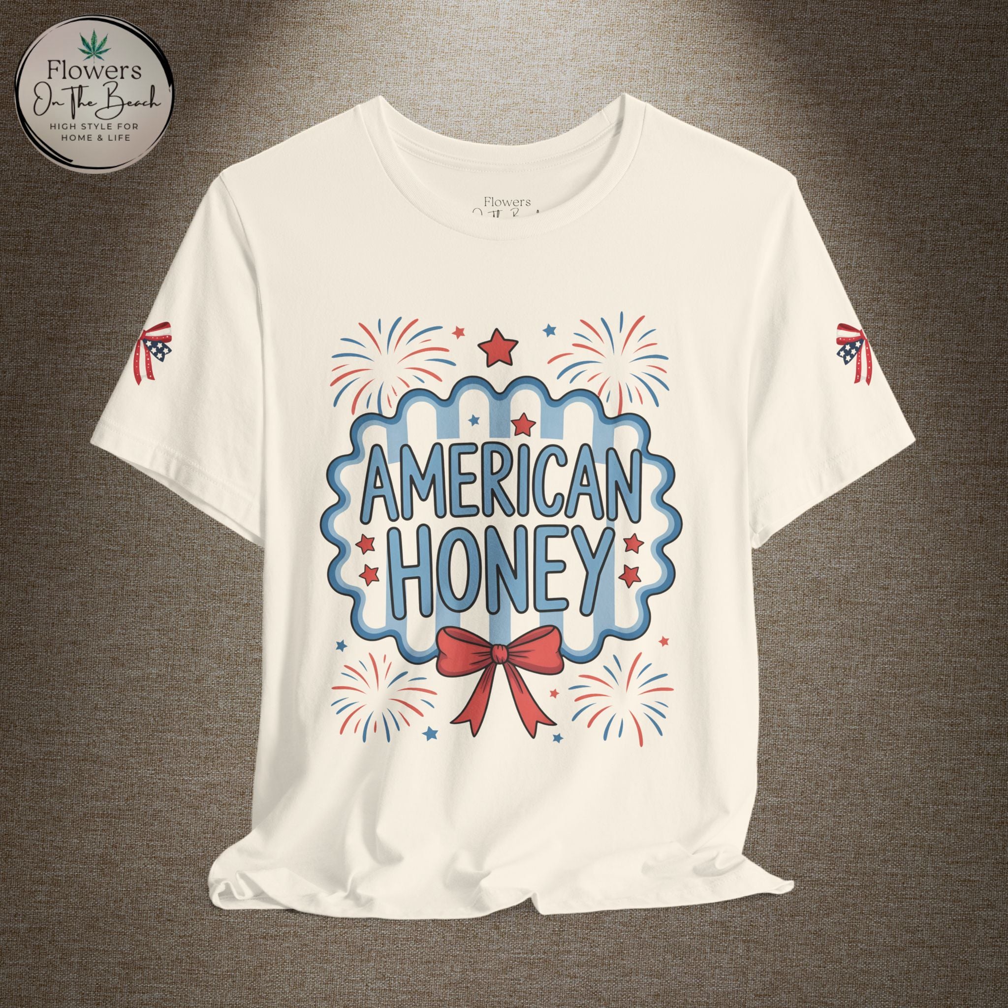American Honey Fireworks and Bows Tee | Red White Blue Patriotic