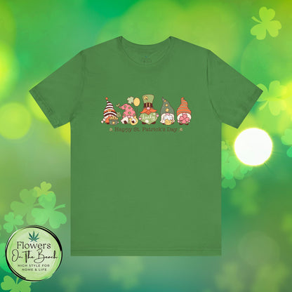 St Patrick's Day Tee, Gnomes Shirt, Happy St Patricks Day T-Shirt, Unisex Jersey, Holiday Gift, Green Clover Top