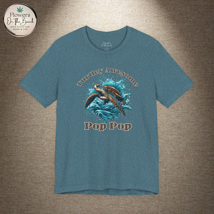 Turtley Awesome Pop Pop T-Shirt, Custom Turtle Family Shirt, Personalized Ocean Theme Tee, Sea Creature Graphic Top, Gift for Grandpa,