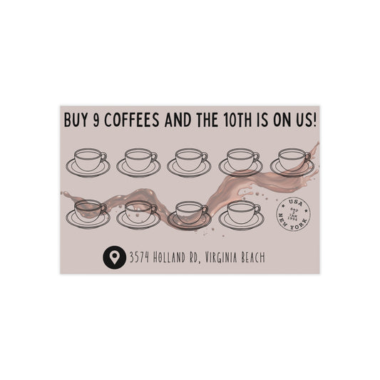 Custom Loyalty Cards, Coffee Shop Business Cards, Custom Order 100pcs, Personalized Cafe Rewards, Small Business Marketing Material