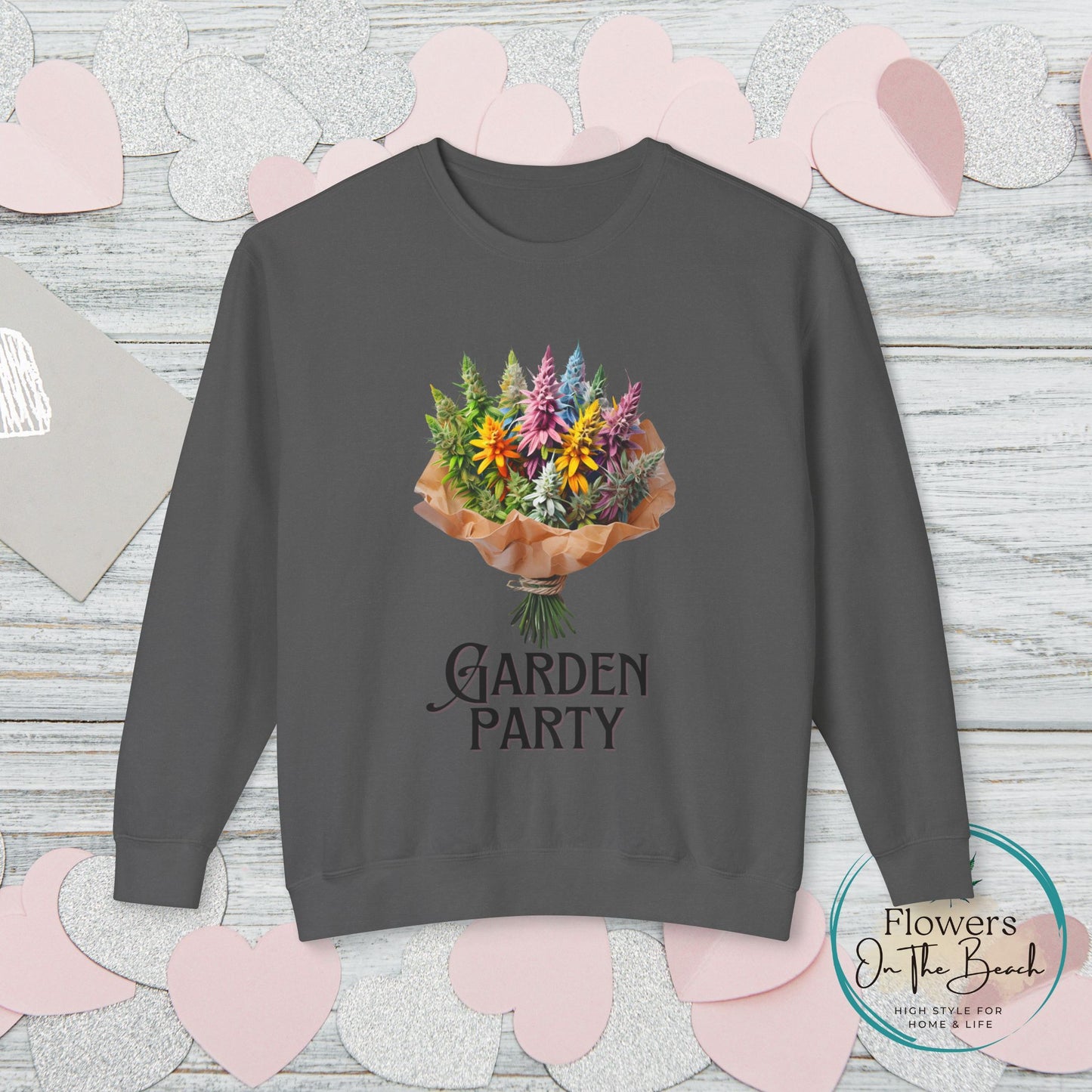 Garden Party Lightweight Crewneck, Stoner Valentines Gift, Floral Stoner Jumper, Marijuana Lover Shirt, 420 Humor Tshirt, Cannabis Humor