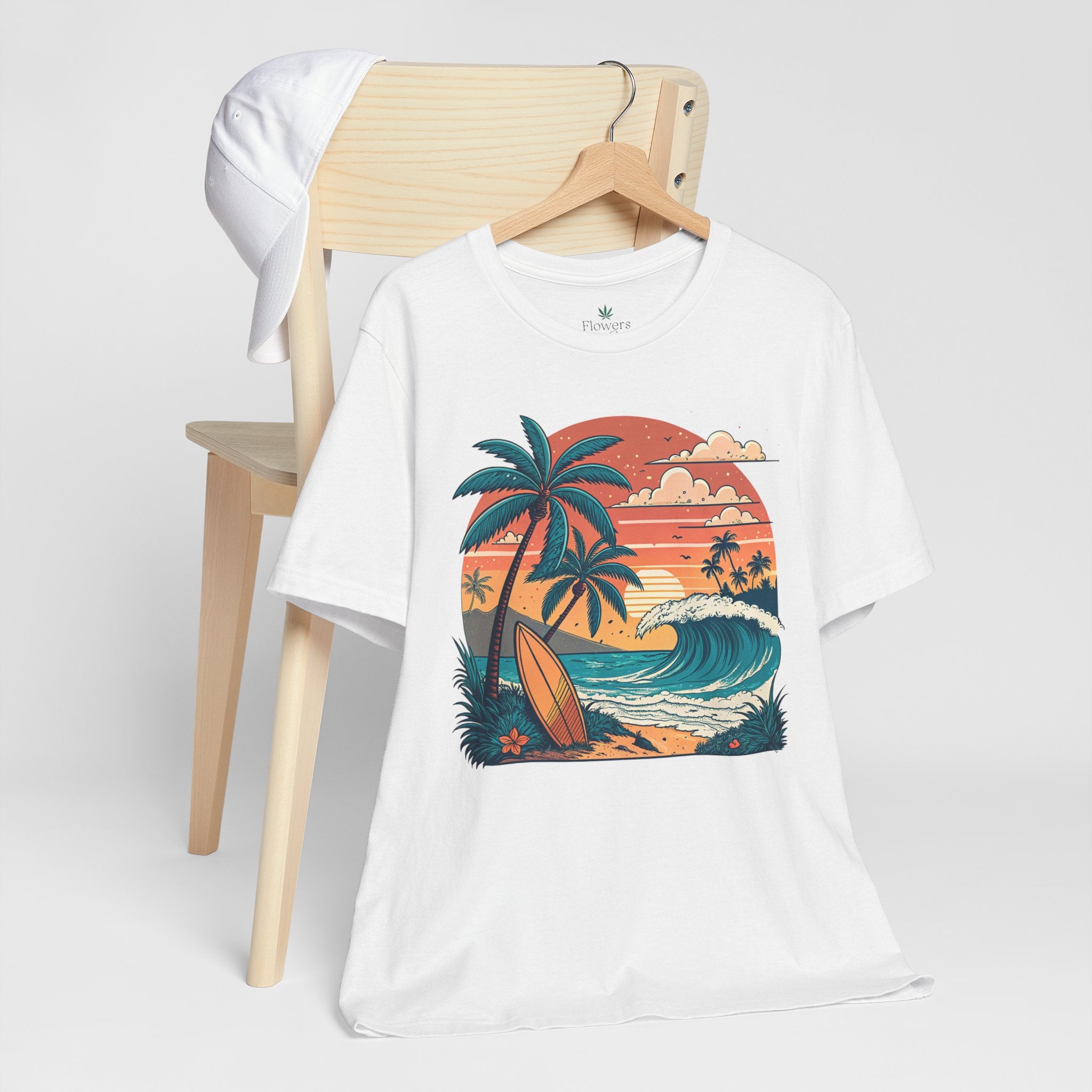 Beach Sunset Surfboards T-Shirt, Ocean Wave Tee, Summer Vacation Top, Beach Lover Shirt, Tropical Beach Apparel