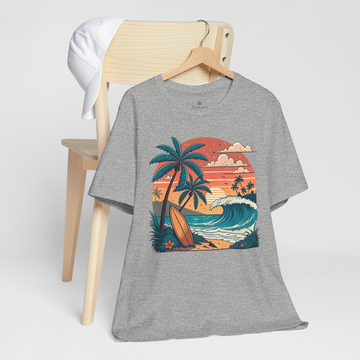 Beach Sunset Surfboards T-Shirt, Ocean Wave Tee, Summer Vacation Top, Beach Lover Shirt, Tropical Beach Apparel