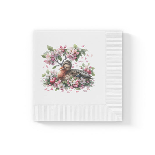 Spring Duck Table Napkins, Pink Spring Flowers & Duck, Spring Table Decor, Home Decor, Floral Design, Duck Lover Gift, Spring Gift for Her