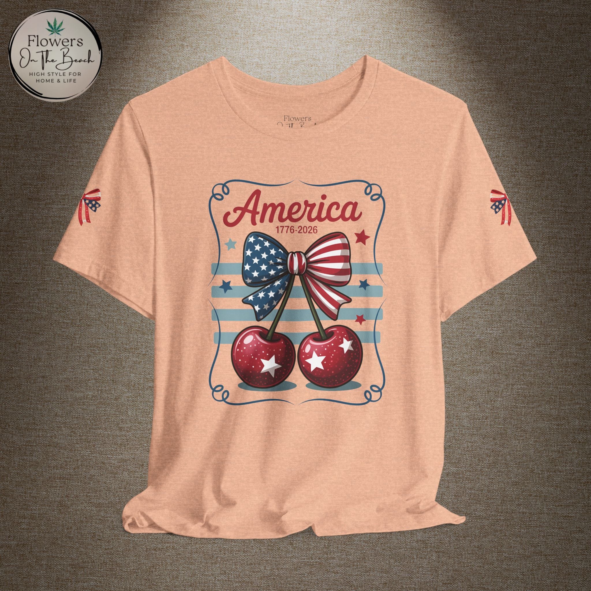 Patriotic 250th Cherries & Bows Tee — America's 250th Anniversary T-Shirt