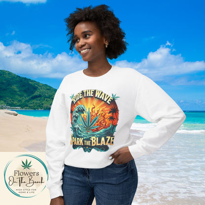 Stoner Long-Sleeved T, Stoner Tshirt Gift, Ride the Wave Spark the Blaze, Lightweight Sweatshirt, Gift for Stoner Friend, 420 Sweatshirt