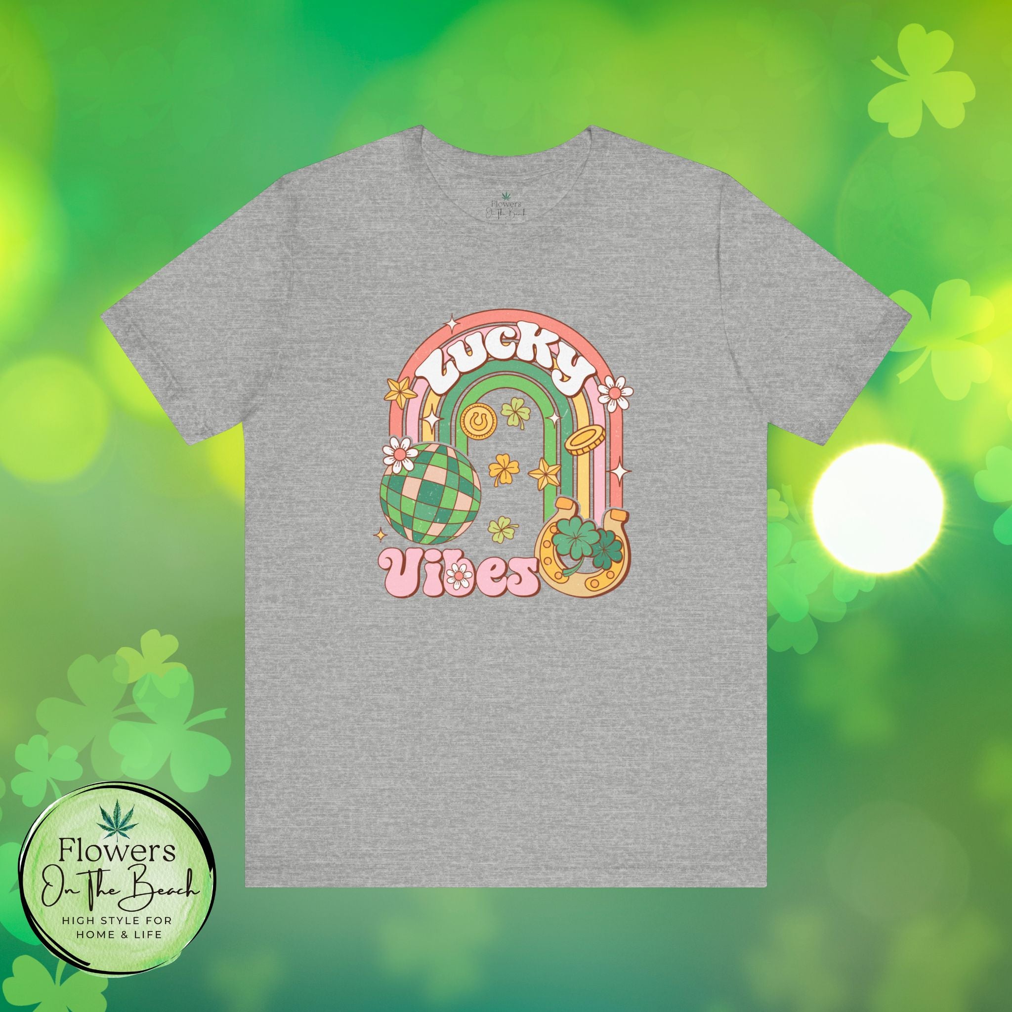 Lucky Vibes Rainbow Pot of Gold Retro Tee