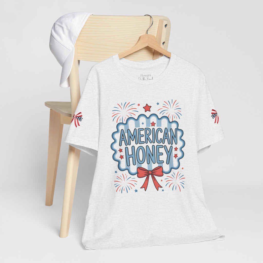 American Honey Fireworks and Bows Tee | Red White Blue Patriotic