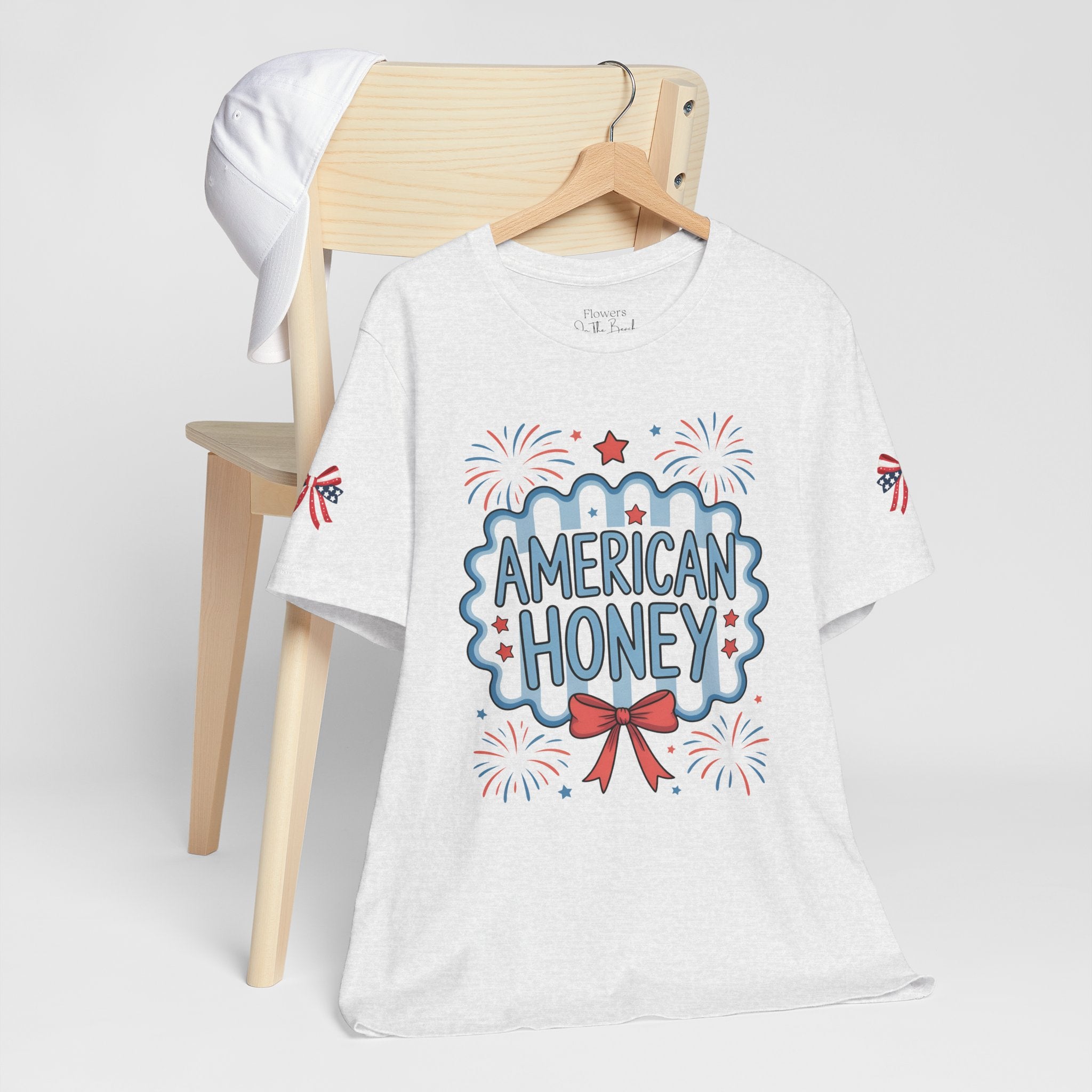 American Honey Fireworks and Bows Tee | Red White Blue Patriotic