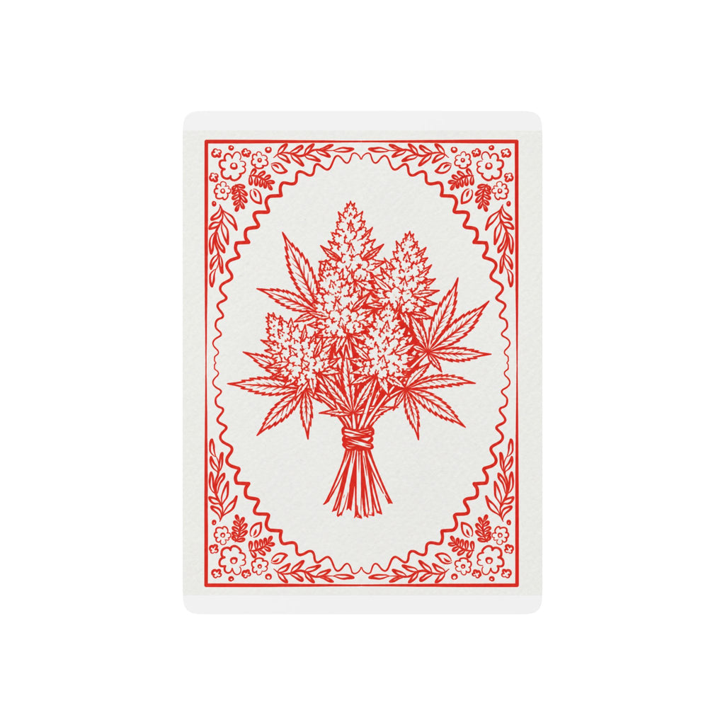 Poker 420 Playing Cards — Classic Red-Back Deck with Ornate Cannabis Bouquet