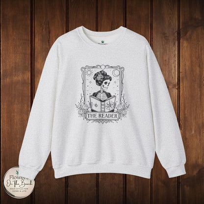 Tarot Card Skeleton Sweatshirt, The Reader Graphic Design, Gift for Tarot Lovers, Skeleton Clothing, Gothic Sweatshirt, Book Lover Apparel