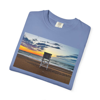 Lifeguard Perch, Sunrise Beach Tshirt, Summer Graphic Tee, Beach Lover Shirt, Ocean Vacation Top, Unisex Surfing Tee, Beach Bum Apparel
