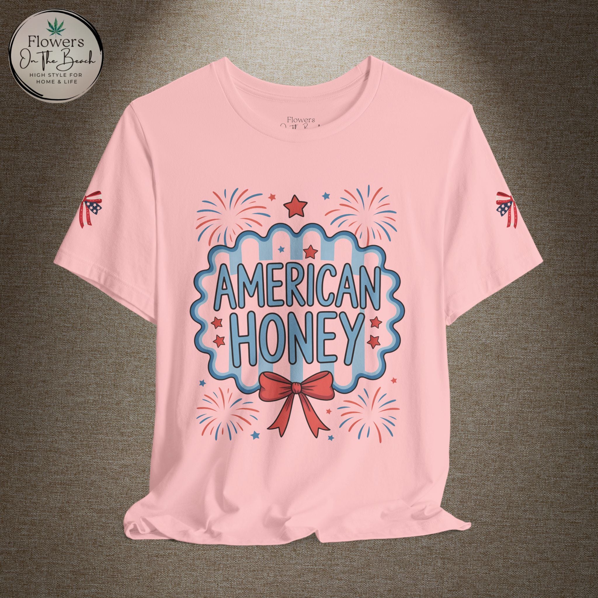 American Honey Fireworks and Bows Tee | Red White Blue Patriotic