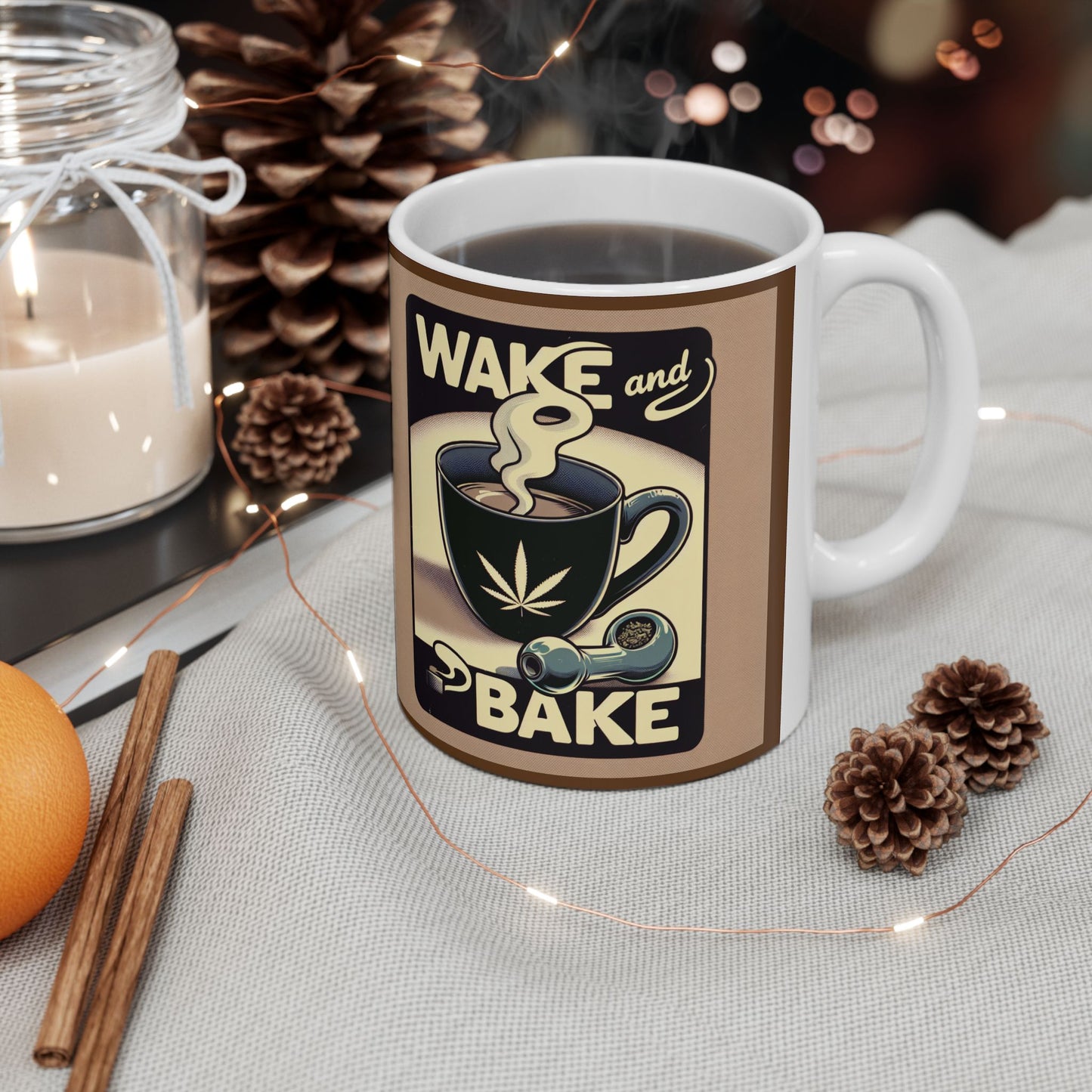 Wake and Bake 11 oz Ceramic Mug, Stoner Birthday Gifts, Stoner Christmas Gifts, Stoner Coffee Mug, 420 Coffee Mug, Stoner Xmas Gift