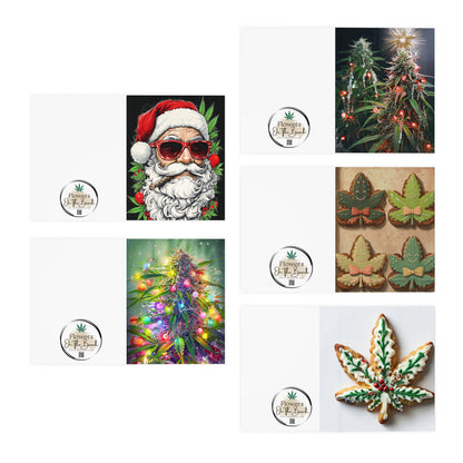 5 Stoner Xmas Cards, Cannabis-Inspired Holiday 5-Pack, Festive, Unique, Marijuana, Weed, Christmas Cards, 420 Holiday Cards, Weed Lovers Gift