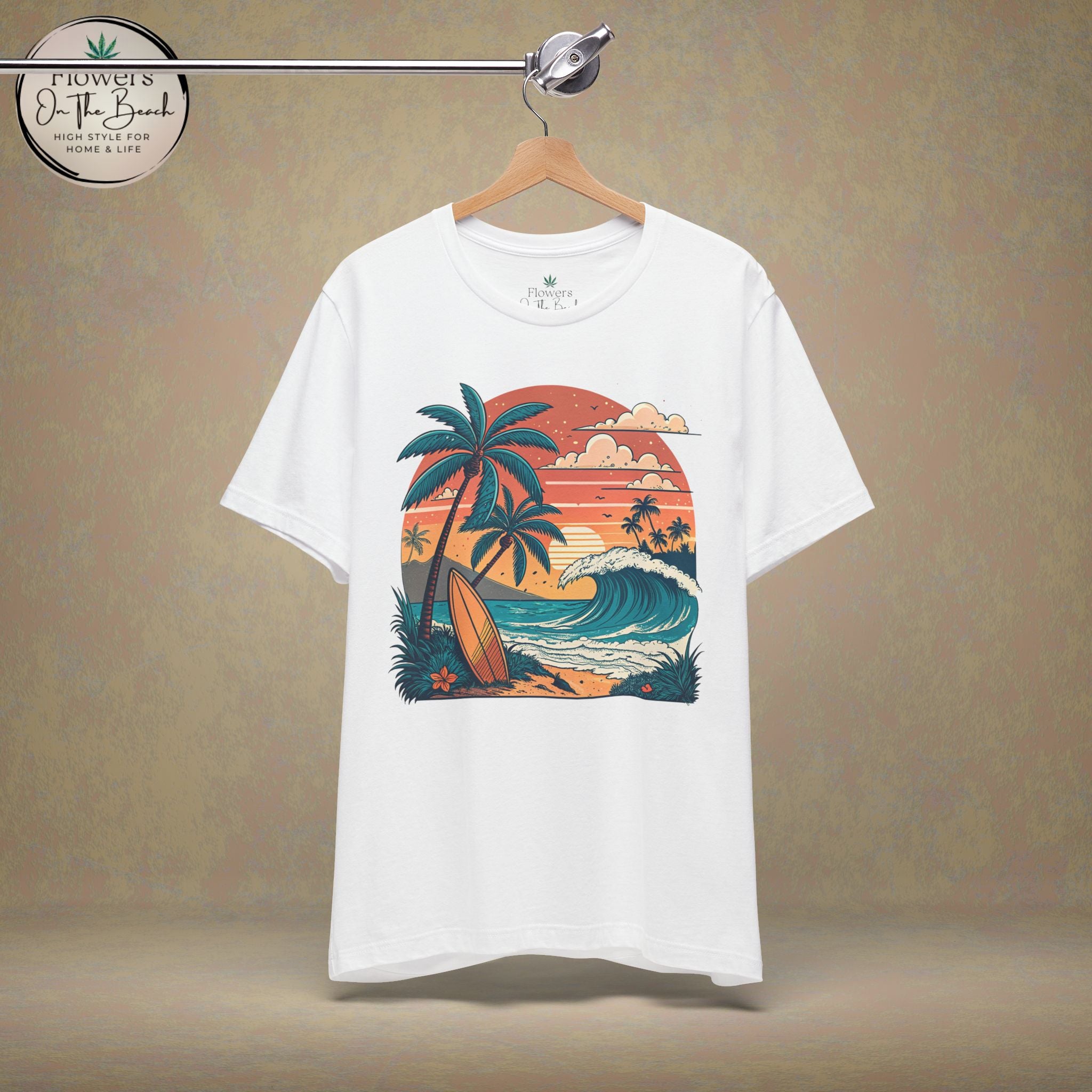 Beach Sunset Surfboards T-Shirt, Ocean Wave Tee, Summer Vacation Top, Beach Lover Shirt, Tropical Beach Apparel