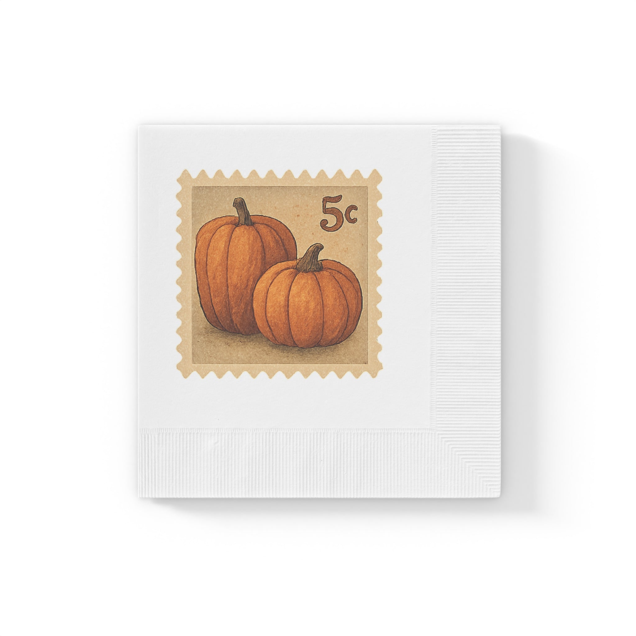 Vintage Fall Pumpkin Postage Stamp Napkins