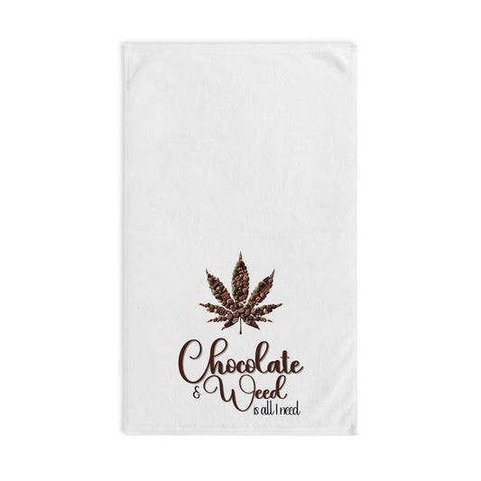 Valentines Chocolate Weed Hand Towel, Funny Kitchen Towel, Gift for Stoner, Cannabis Lover, Marijuana Decor, Pot Leaf Bathroom Towel
