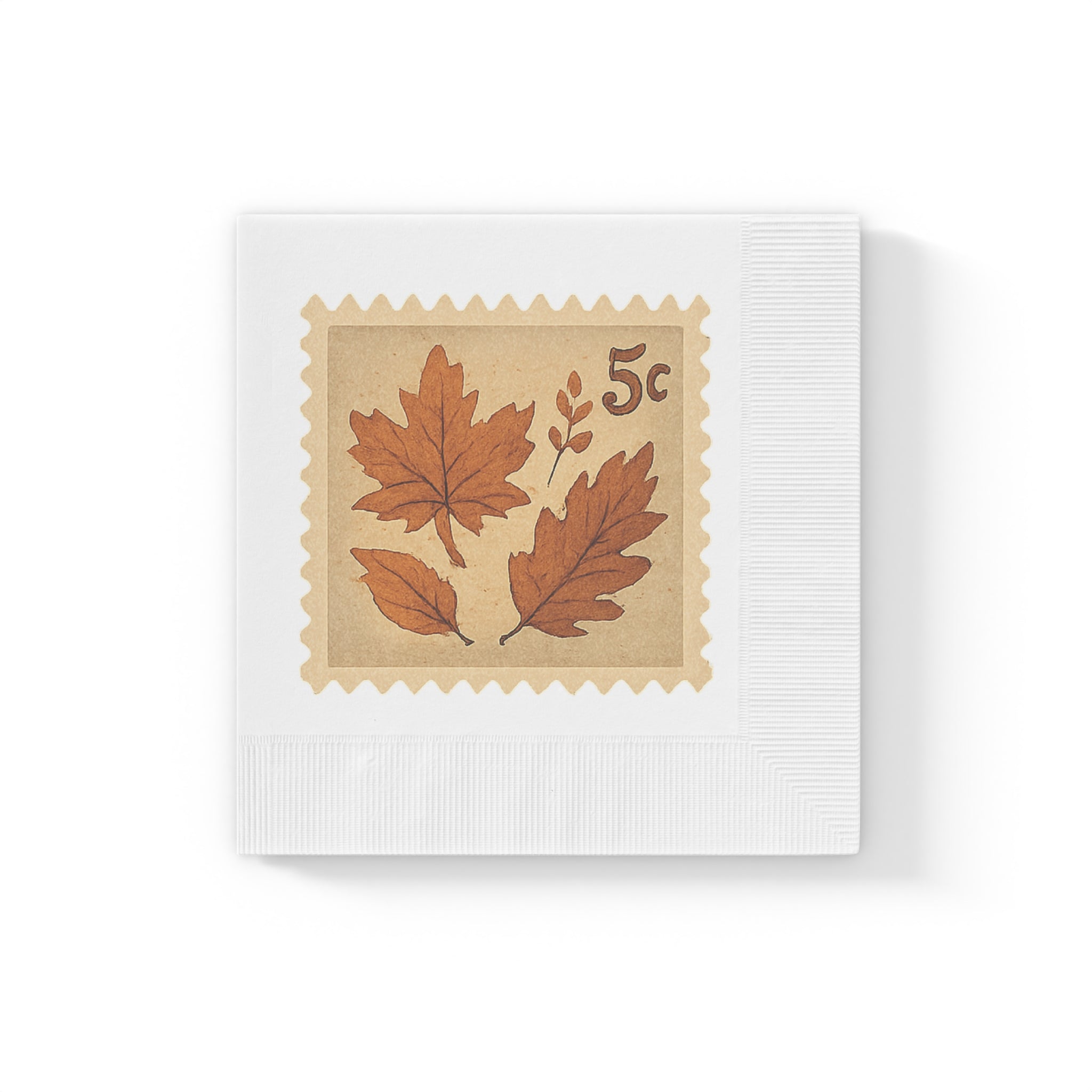 Vintage Fall Leaves Postage Stamp Napkins