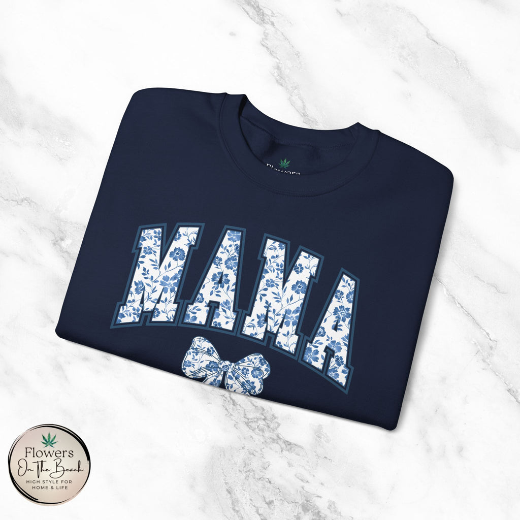 Floral Mama Coquette Blue Flowers Crewneck Sweatshirt