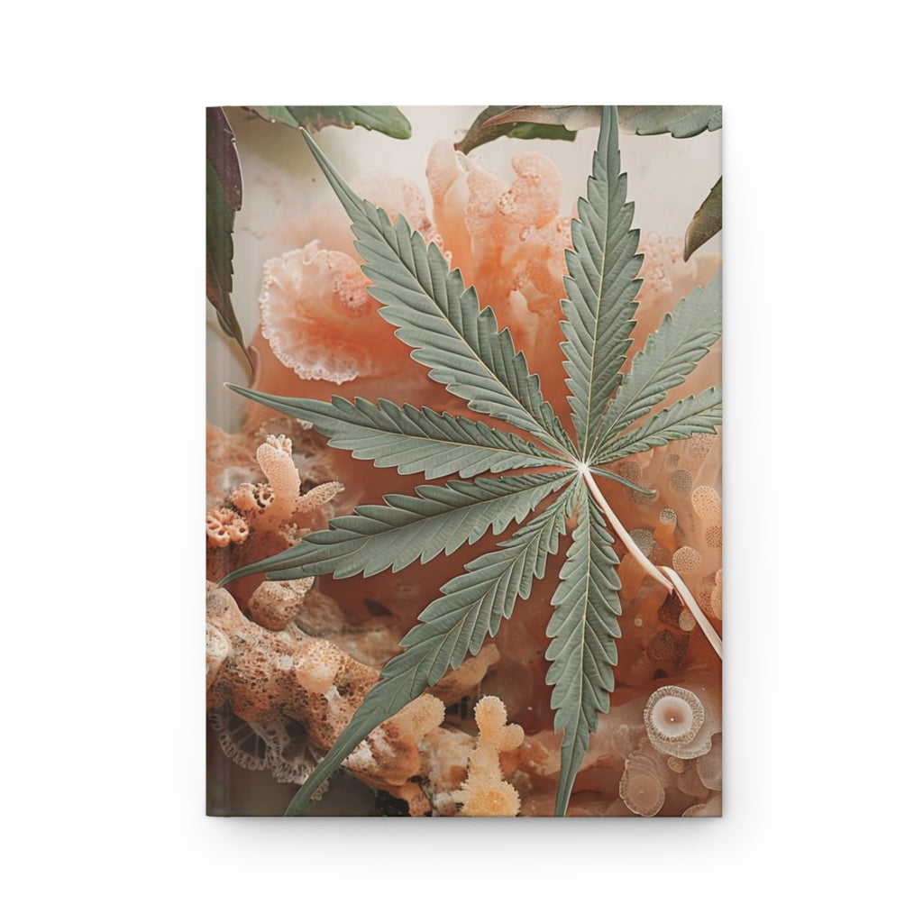 Artsy Coral and Cannabis Design Hardcover Journal