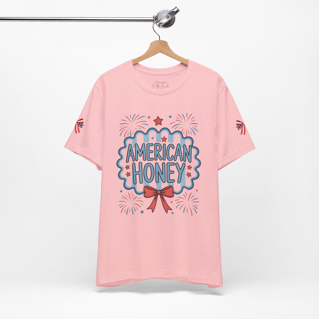 American Honey Fireworks and Bows Tee | Red White Blue Patriotic