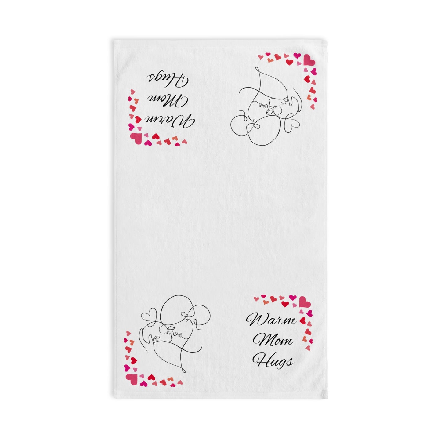 Hand Towel - Warm Mom Hugs Towel, Mother's Day Gift, Foldable Bathroom Towel, Mom Love Kitchen Towel, Moms Birthday Present