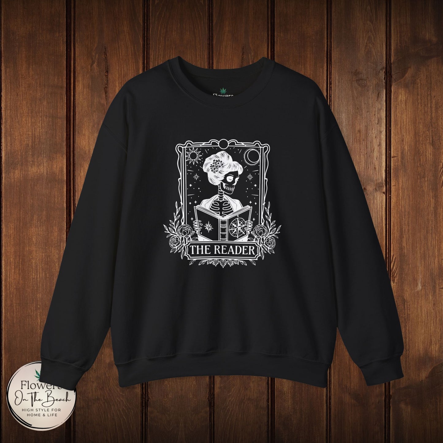 Tarot Card Skeleton Sweatshirt, The Reader Graphic Design, Gift for Tarot Lovers, Skeleton Clothing, Gothic Sweatshirt, Book Lover Apparel