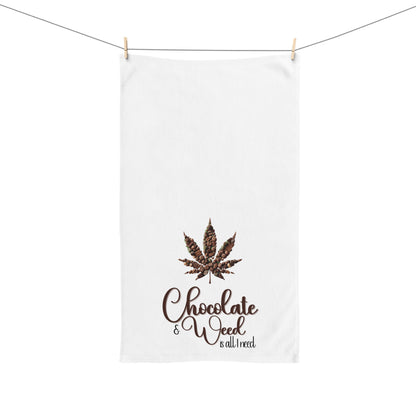 Valentines Chocolate Weed Hand Towel, Funny Kitchen Towel, Gift for Stoner, Cannabis Lover, Marijuana Decor, Pot Leaf Bathroom Towel