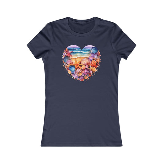 Beachy Women's Tee, Heart Graphic T-Shirt for Her, Love Shirt Gift, Romantic Casual Top, Red and White Summer Apparel