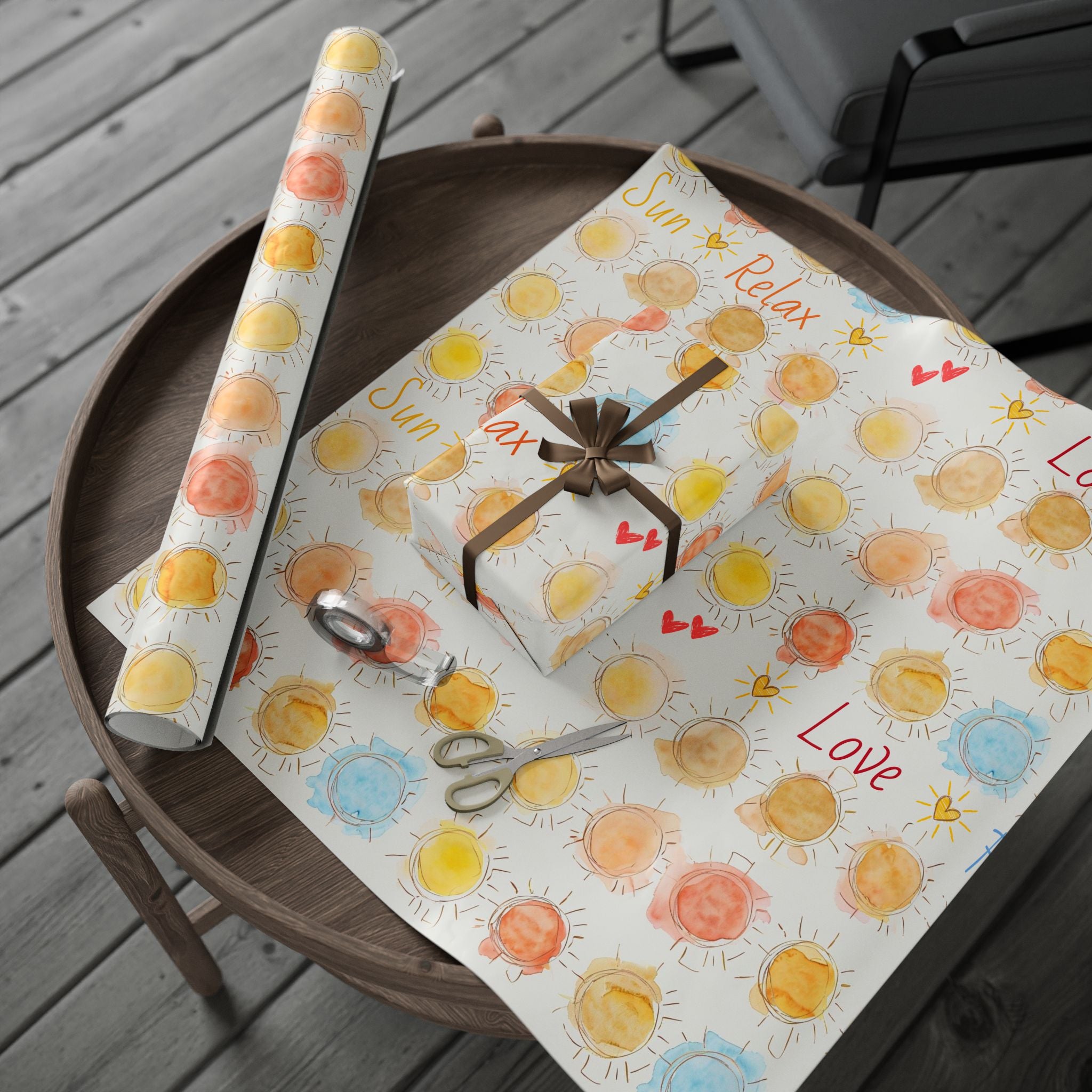 Sun and Hearts Gift Wrap