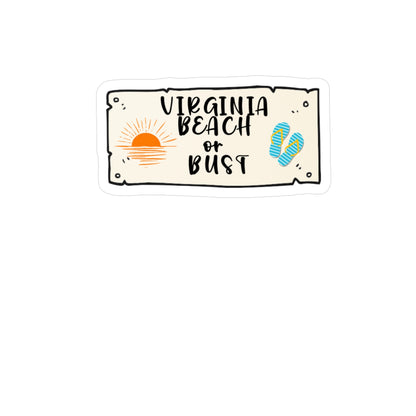 Virginia Beach or Bust Sticker, Colorful Oceanfront Decal, Coastal City Vinyl Decal, Beach Lover Gift, Summer Travel Souvenir, Beach Bum Car