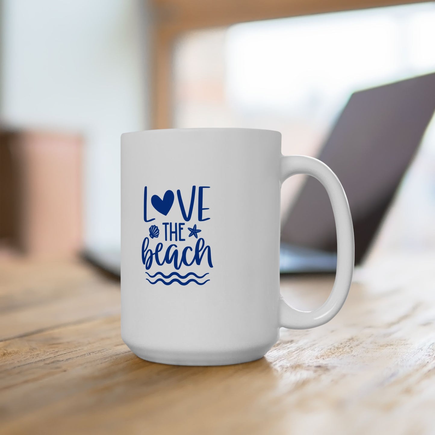 Love the Beach Ceramic Mug, Beach Lover Gift, 11oz 15oz Cup, Ocean Lover Tea Mugs, Seaside Coffee Cup