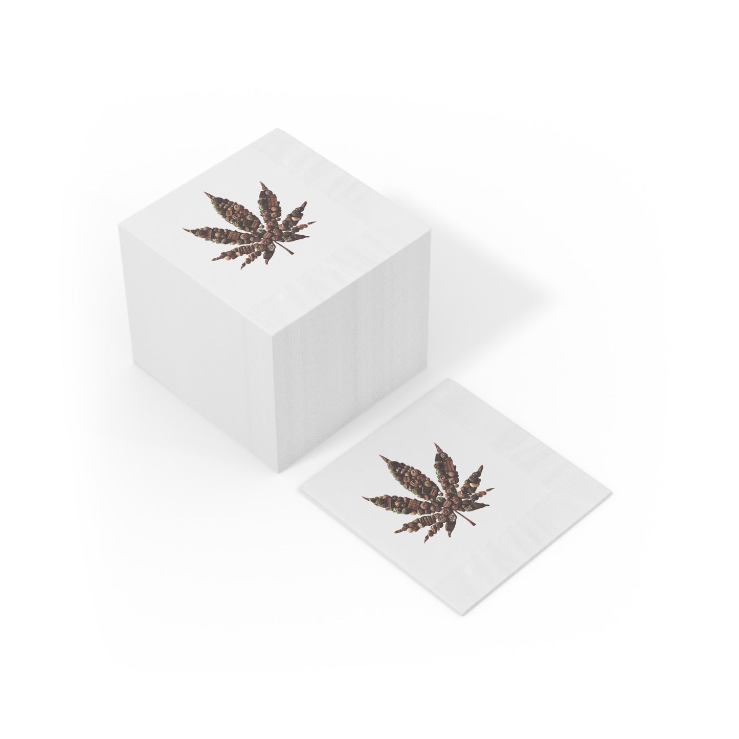 Dinner Napkins, Chocolate Weed Leaf Edible Food Stoner Party Gifts, Weed Pun Decorative Napkins, White Coined