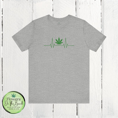 Weed Leaf Heartbeat T-Shirt, Marijuana Plant Tee, Cannabis Lover Shirt, 420 Gift, Unisex Jersey Top