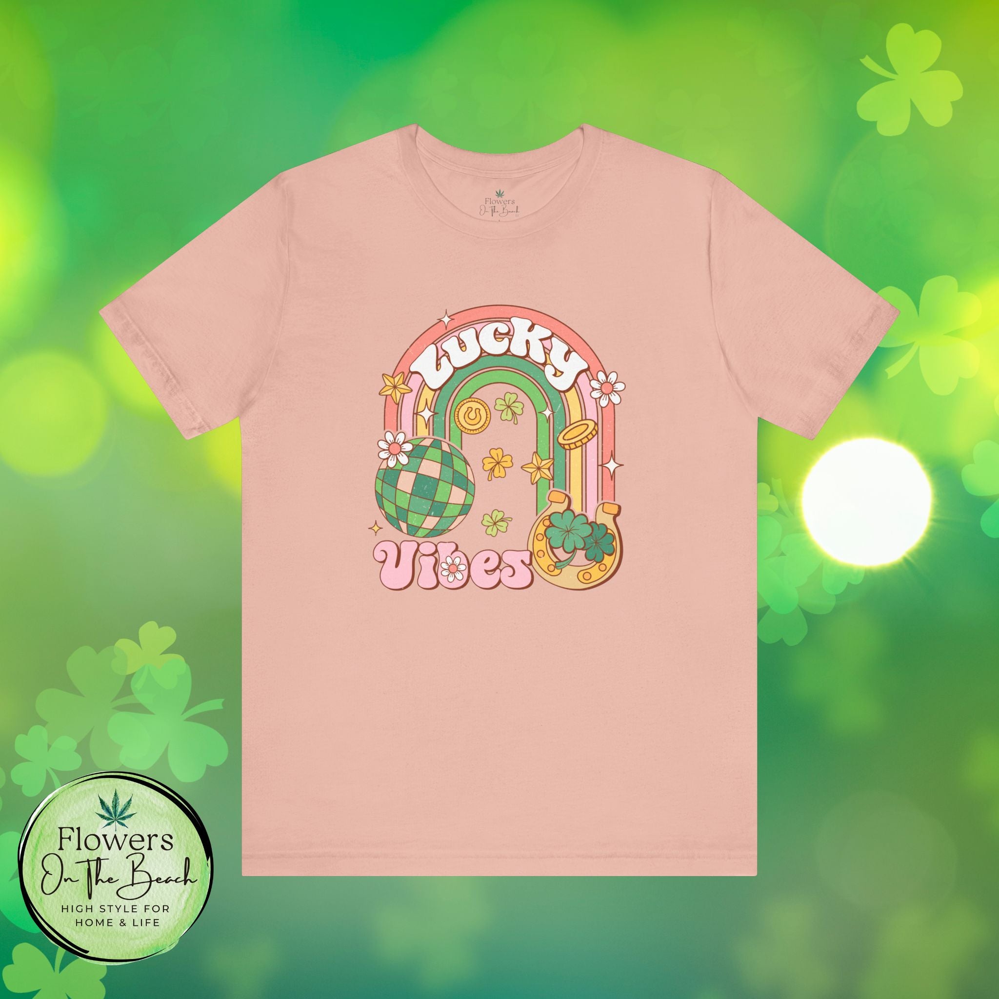 Lucky Vibes Rainbow Pot of Gold Retro Tee