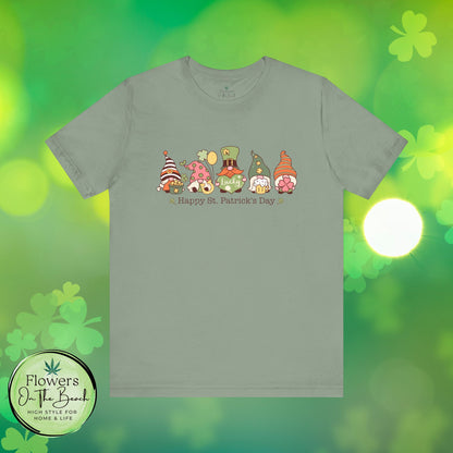 St Patrick's Day Tee, Gnomes Shirt, Happy St Patricks Day T-Shirt, Unisex Jersey, Holiday Gift, Green Clover Top