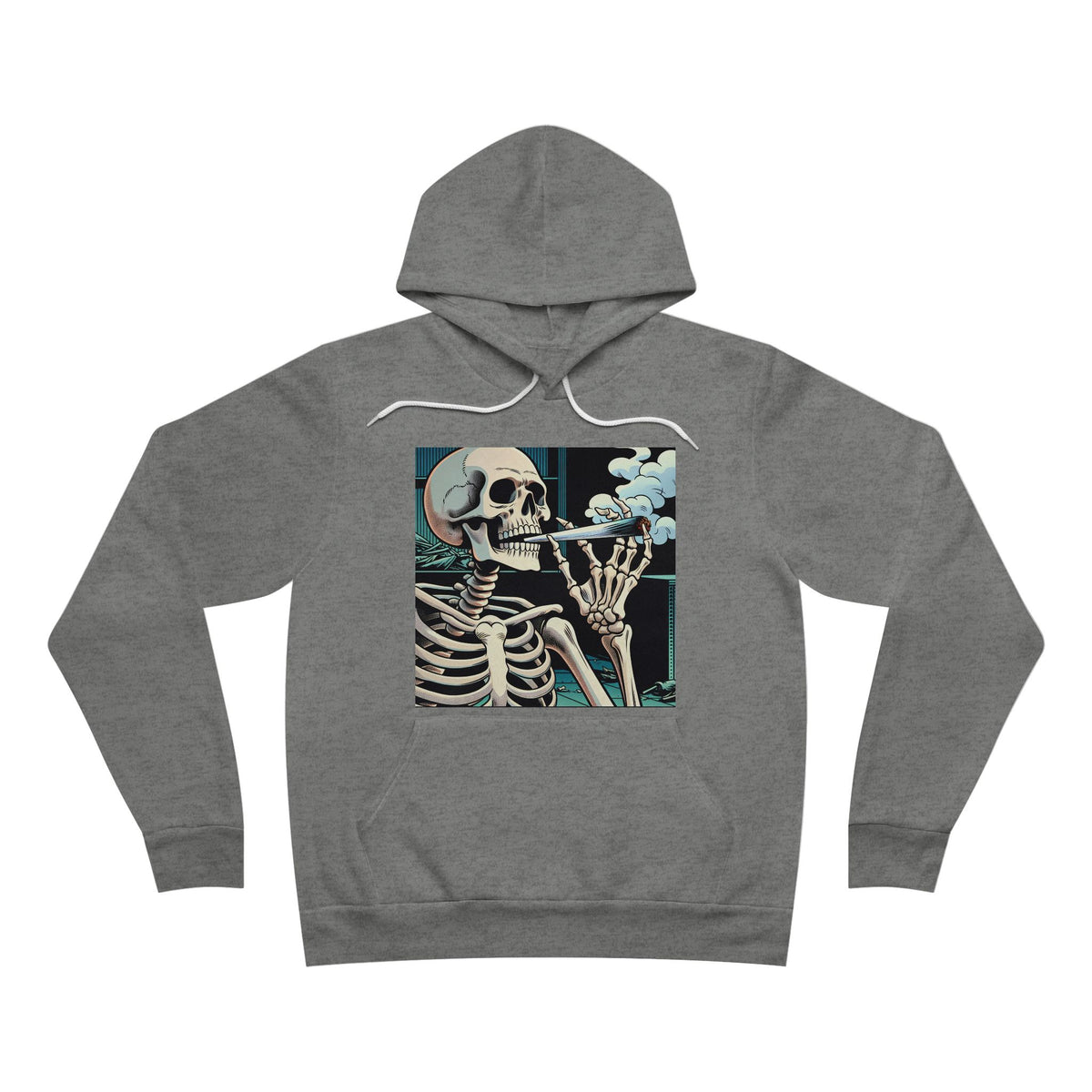 Skeleton Smoking Hoodie — Retro Skull Graphic Pullover