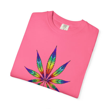 Colorful Cannabis Leaf T-Shirt, Stoner Tshirt Gift