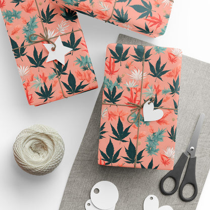 Cute Cannabis Xmas Gift Wrap, Holiday Weed Themed Gift Wrap, Festive Marijuana Design, Xmas Pot Leaf Gift Wrap, Ganja, 420 Wrapping Paper