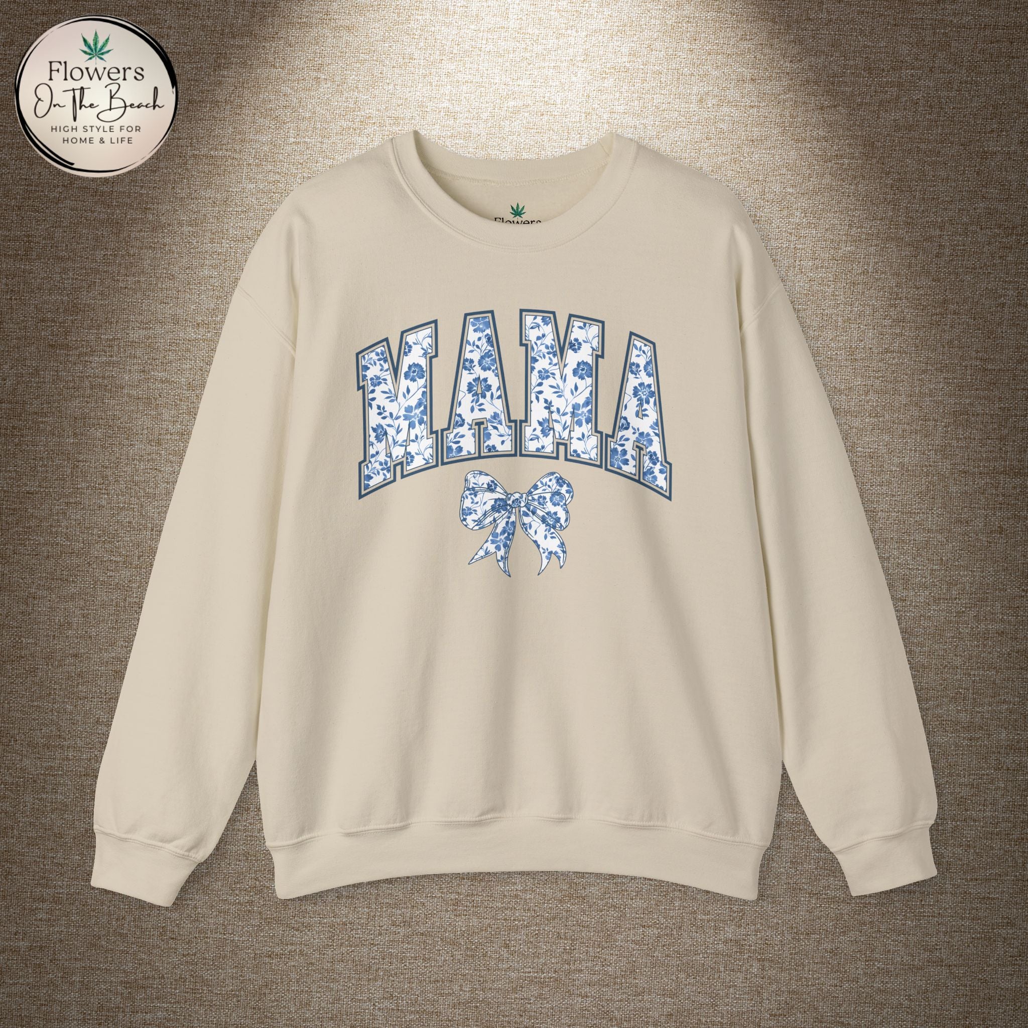 Floral Mama Coquette Blue Flowers Crewneck Sweatshirt