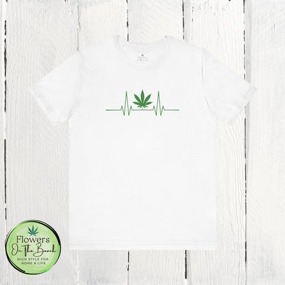 Weed Leaf Heartbeat T-Shirt, Marijuana Plant Tee, Cannabis Lover Shirt, 420 Gift, Unisex Jersey Top
