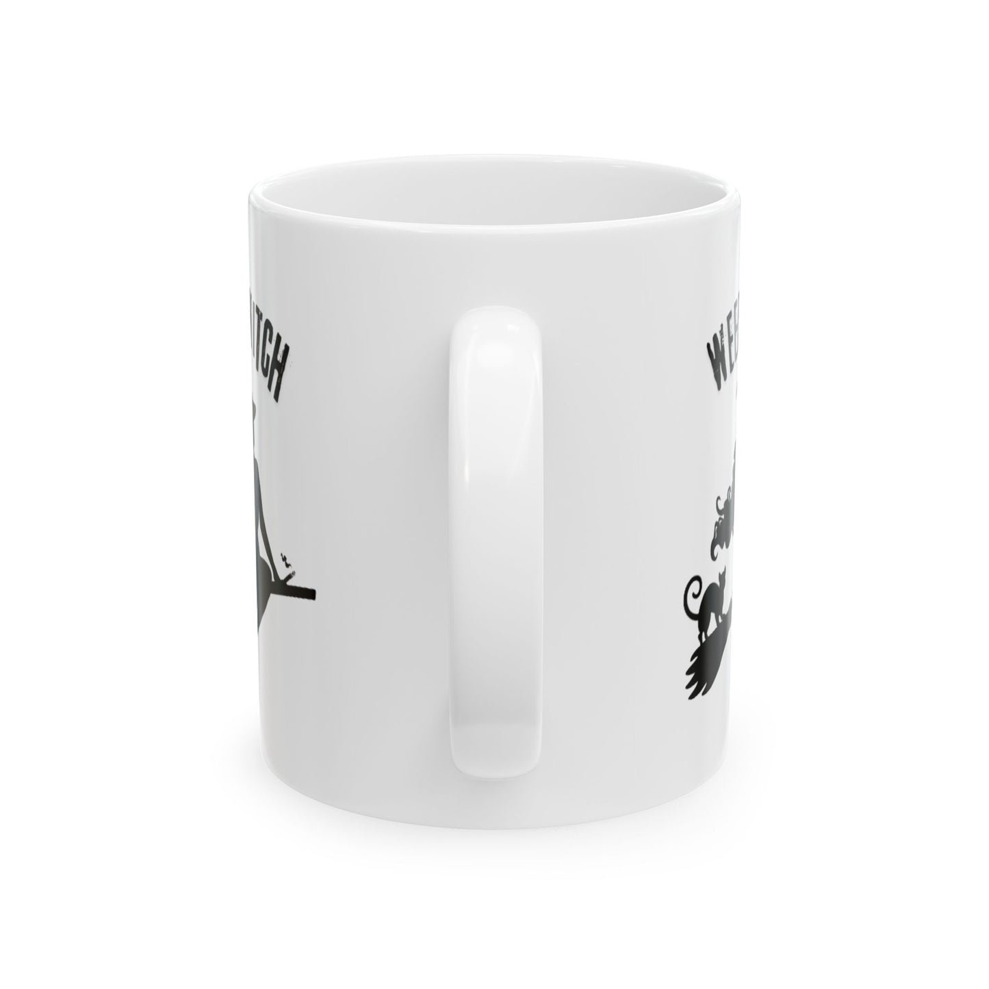 Ceramic Mug - Weed Witch Mug, Stoner Gift, Halloween Theme, Coffee Drinker Gift, Flying Bats, Mug For Your Cannabis Coffee