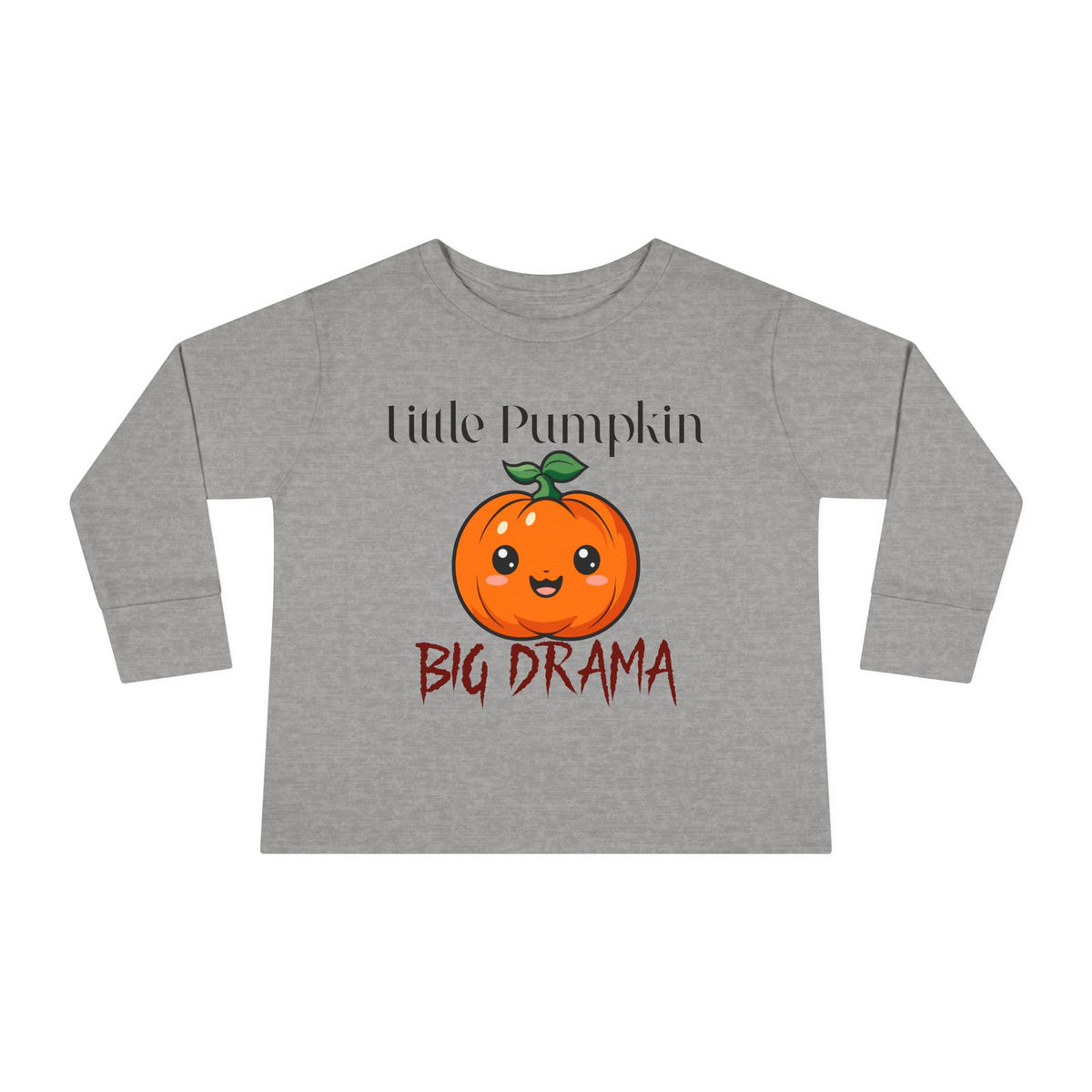 Toddler Long Sleeve Tee — "Little Pumpkin, Big Drama" Halloween Shirt