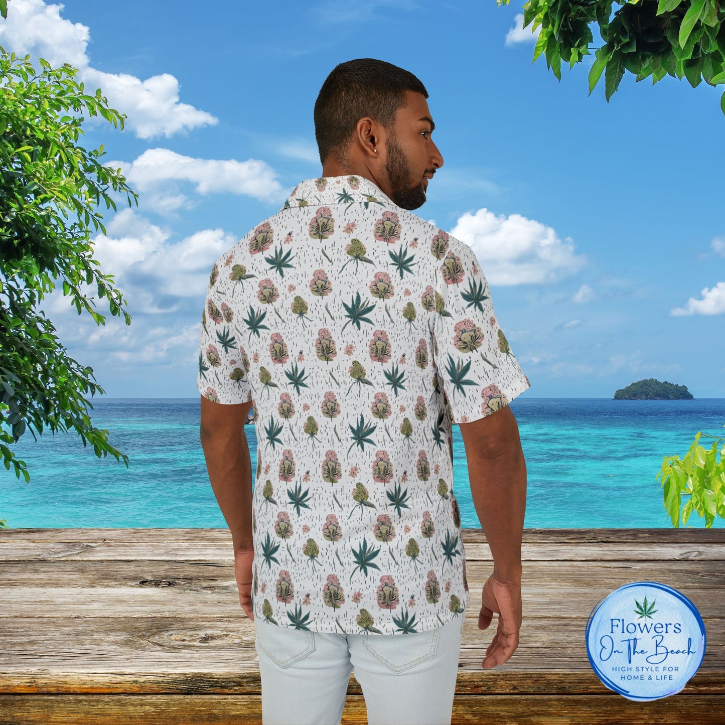 Variety Men's Hawaiian Camp Shirt, Weed Shirt, Marijuana Aloha Shirt, Tropical Cannabis Button-Up, Rasta Leaf Beach Shirt, Summer 420 Party