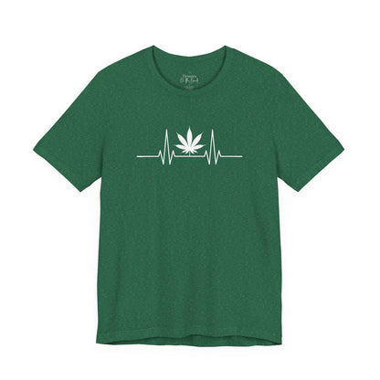 Weed Leaf Heartbeat T-Shirt, Marijuana Plant Tee, Cannabis Lover Shirt, 420 Gift, Unisex Jersey Top