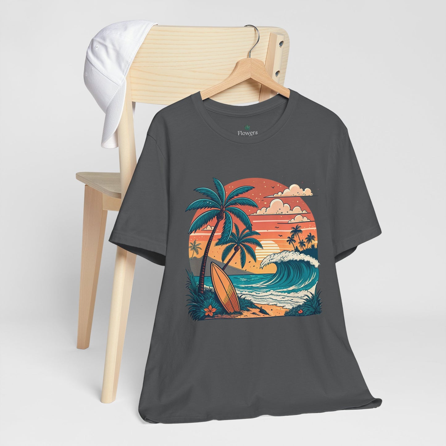 Beach Sunset Surfboards T-Shirt, Ocean Wave Tee, Summer Vacation Top, Beach Lover Shirt, Tropical Beach Apparel
