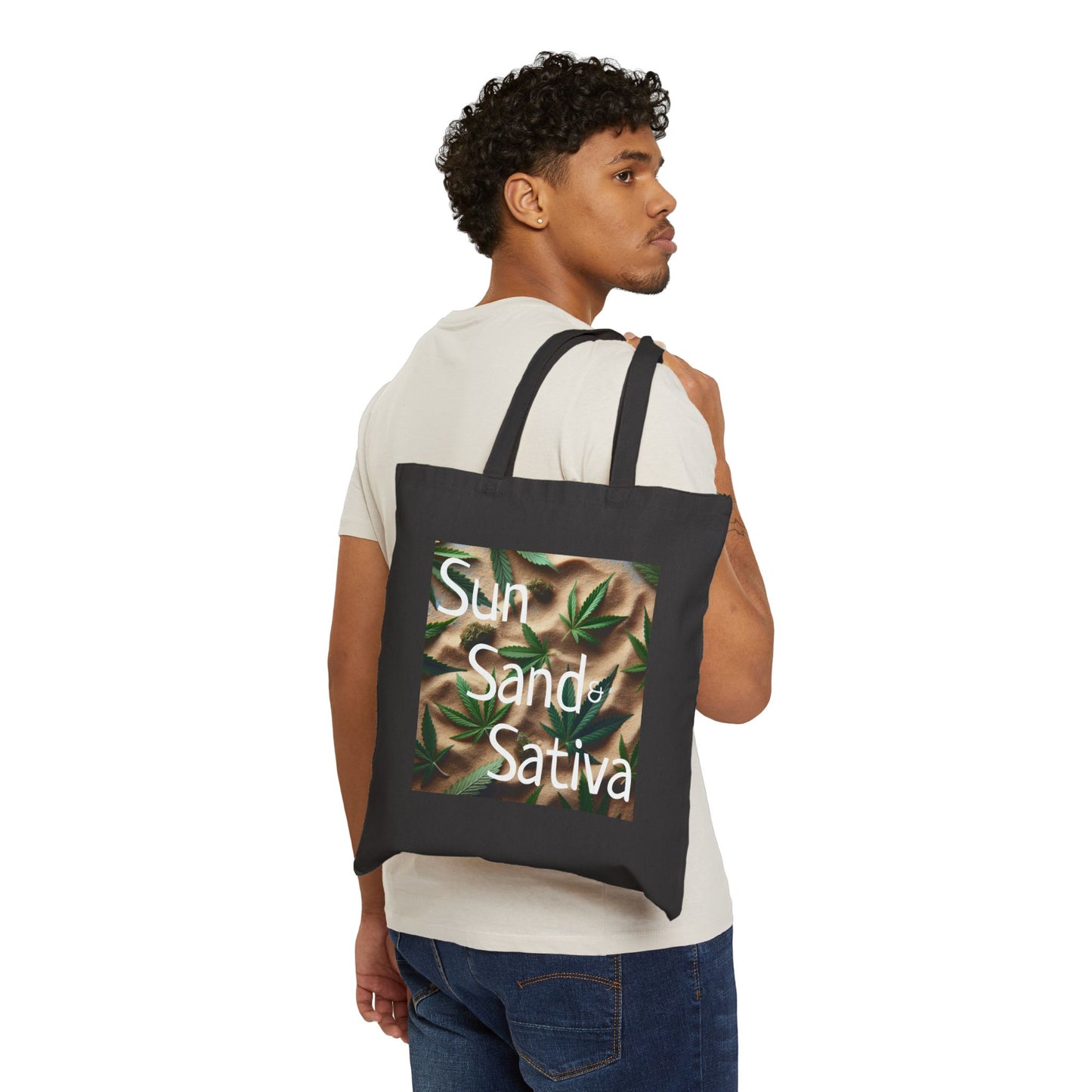 Sun Sand Sativa Bag, Stoner Bag, Stoner Gift, Beachy Stoner Bag, Cotton Bag, Weed Bag for Stoner, Sun Sand Sativa, Gift for Stoner