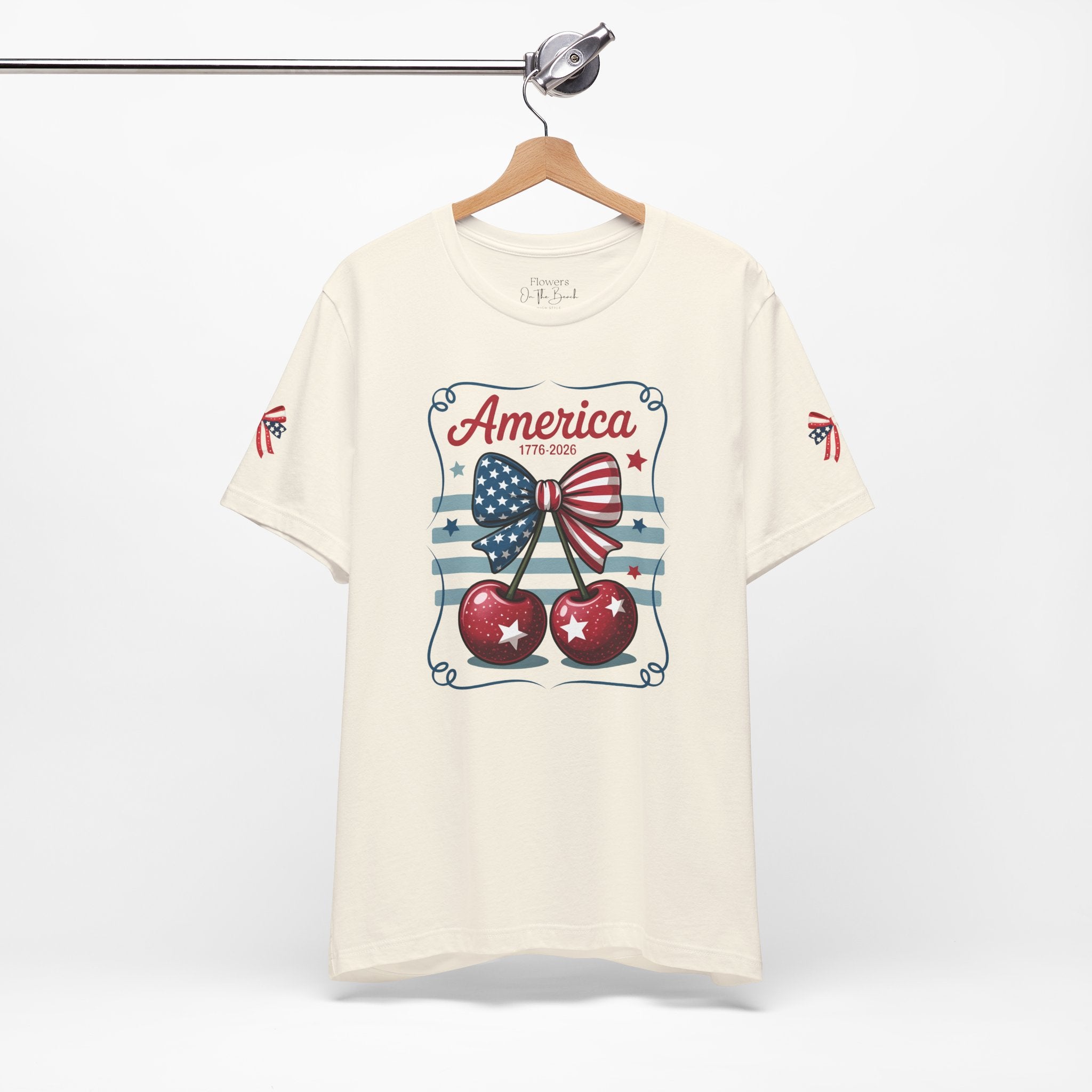 Patriotic 250th Cherries & Bows Tee — America's 250th Anniversary T-Shirt