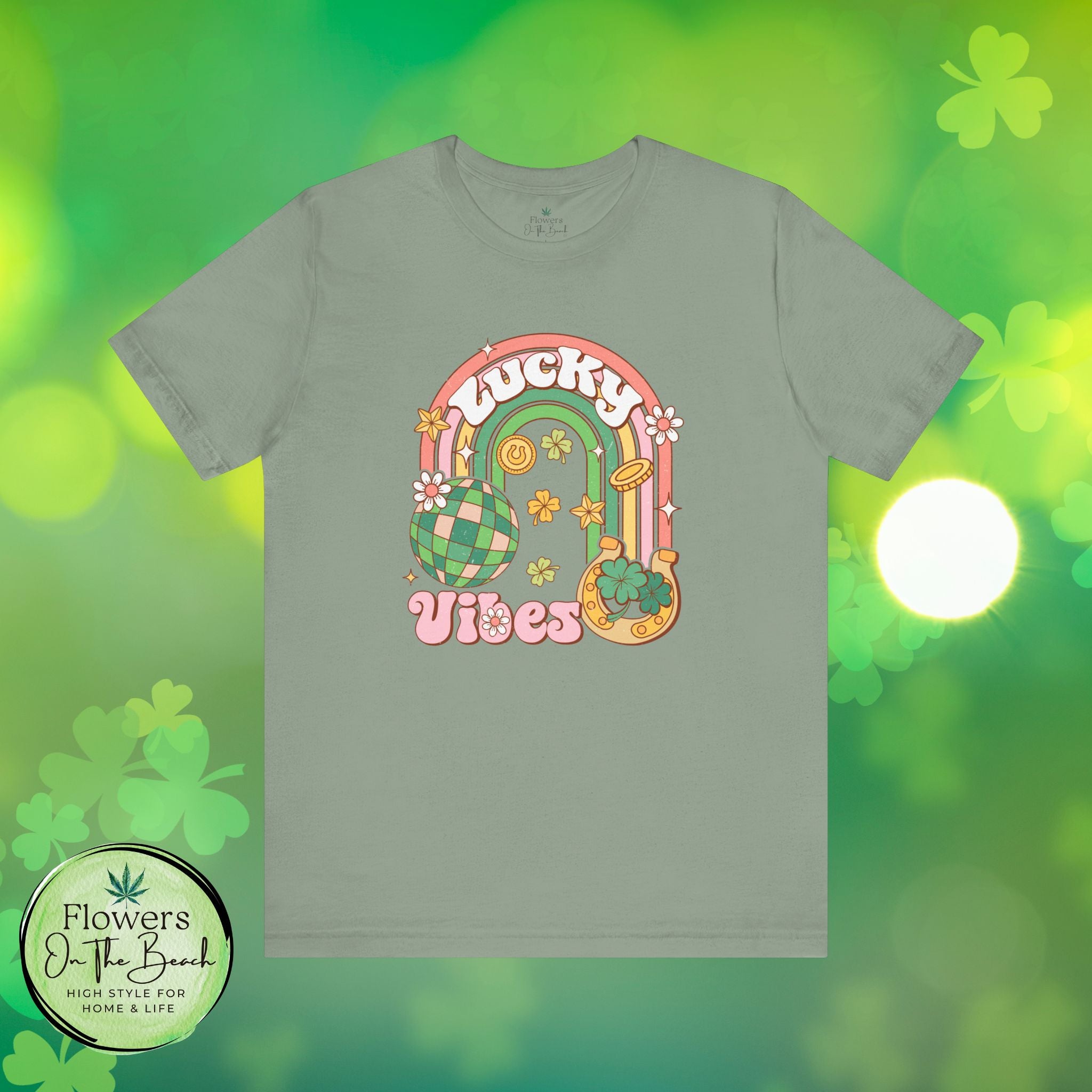Lucky Vibes Rainbow Pot of Gold Retro Tee